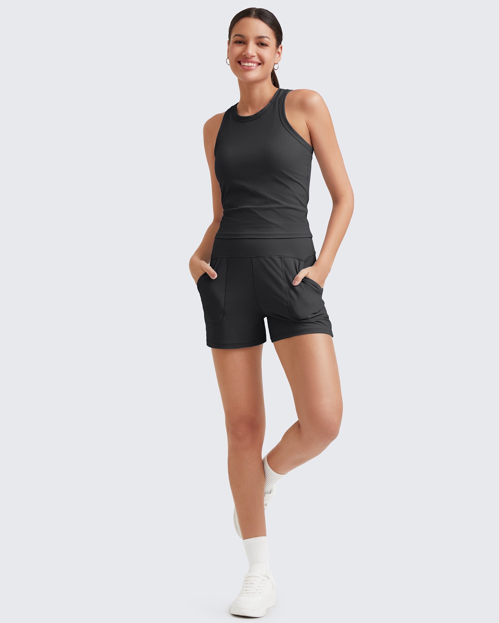 G4Free - Ribbed Mid-Rise Seamless Work Shorts -GF25E314AA-S-GF25E314AB-M-GF25E314AC-L-GF25E314AD-XL-GF25E314AE-XXL