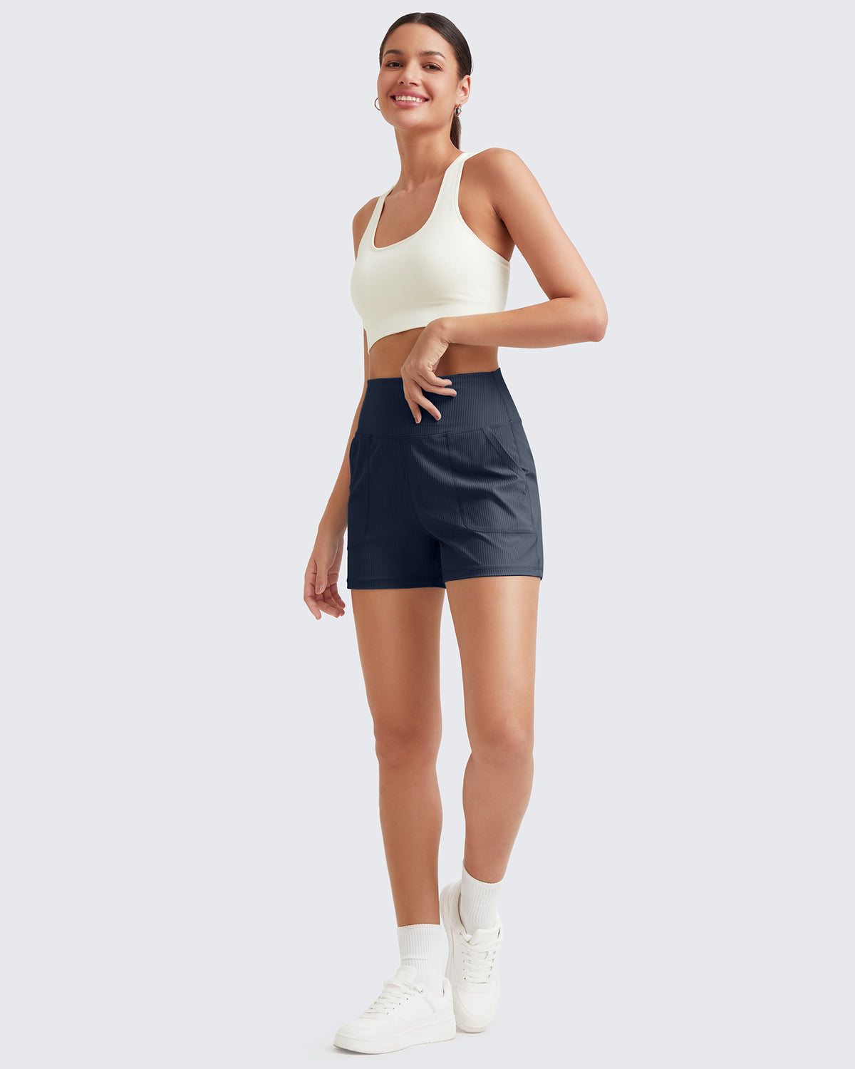 G4Free - Ribbed Mid-Rise Seamless Work Shorts -GF25E314AA-S-GF25E314AB-M-GF25E314AC-L-GF25E314AD-XL-GF25E314AE-XXL