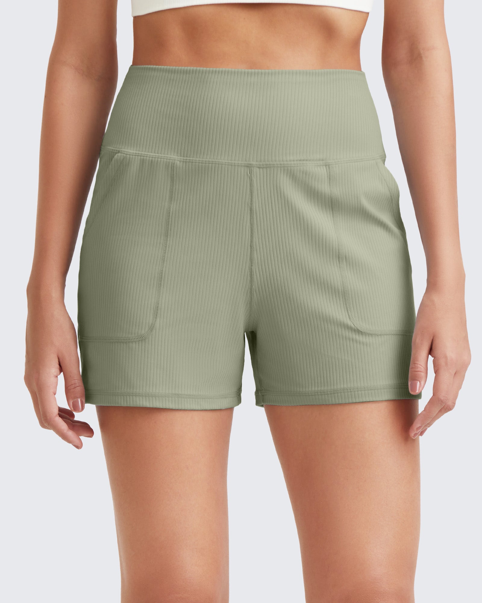 G4Free - Ribbed Mid-Rise Seamless Work Shorts -GF25E314AA-S-GF25E314AB-M-GF25E314AC-L-GF25E314AD-XL-GF25E314AE-XXL