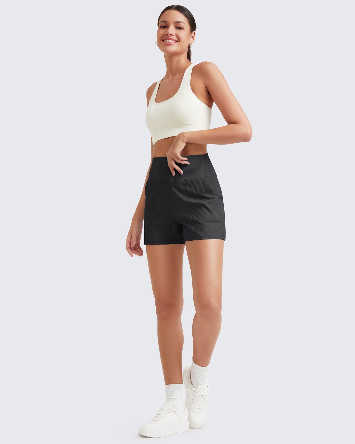 G4Free - Ribbed Mid-Rise Seamless Work Shorts -GF25E314AA-S-GF25E314AB-M-GF25E314AC-L-GF25E314AD-XL-GF25E314AE-XXL