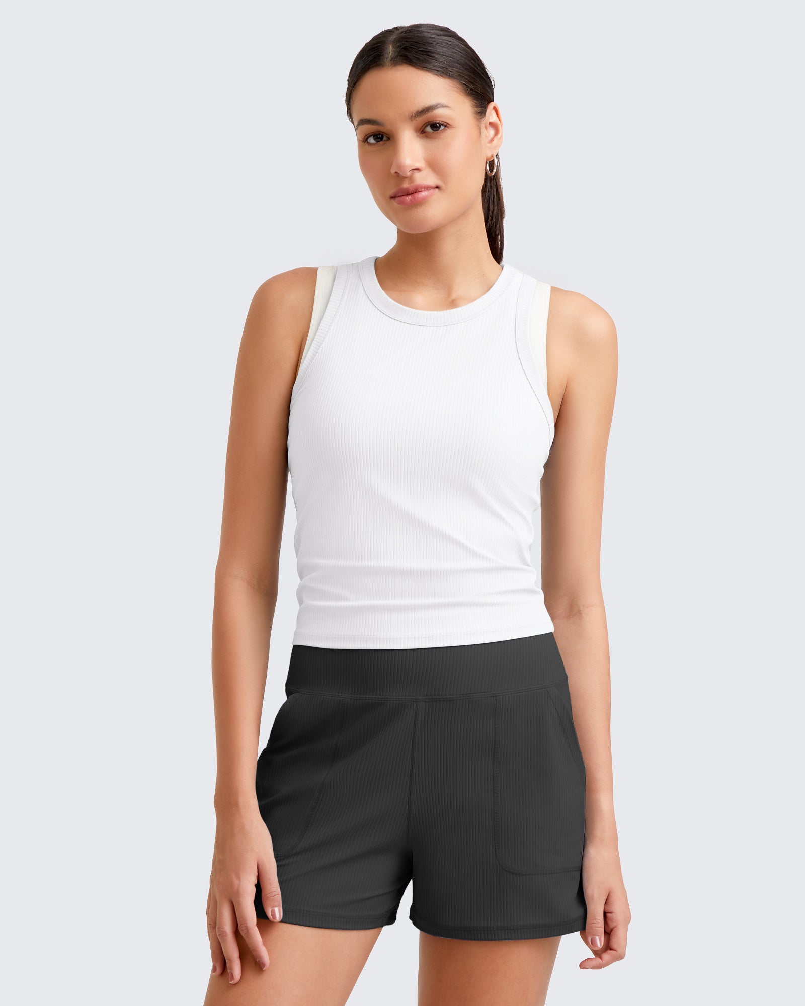 G4Free - Ribbed Slim Racerback Athletic Tanks -GF25B327AA-S