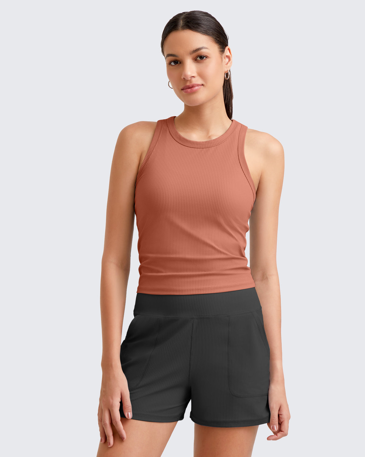 G4Free - Ribbed Slim Racerback Athletic Tanks -GF25B327AA-S