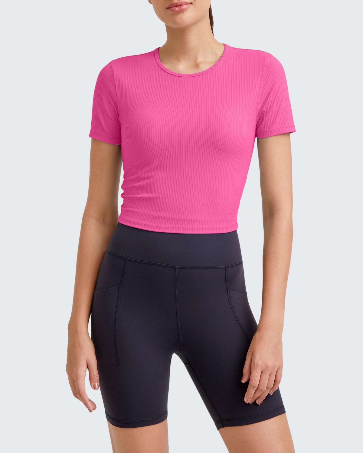 G4Free - Ribbed Slim Workout Crop Short Sleeve -GF25K320CA-S
