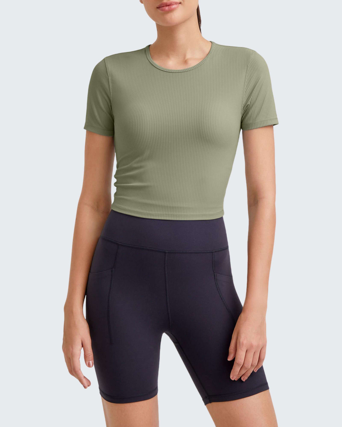 G4Free - Ribbed Slim Workout Crop Short Sleeve -GF25K320CA-S