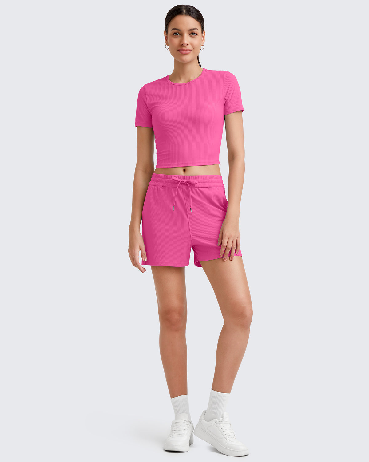 G4Free - Ribbed Slim Workout Crop Short Sleeve -GF25K320CA-S-GF25K320CB-M-GF25K320CC-L-GF25K320CD-XL-GF25K320CF-XS