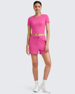 G4Free - Ribbed Slim Workout Crop Short Sleeve -GF25K320CA-S-GF25K320CB-M-GF25K320CC-L-GF25K320CD-XL-GF25K320CF-XS