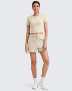 G4Free - Ribbed Slim Workout Crop Short Sleeve -GF25K320CA-S-GF25K320CB-M-GF25K320CC-L-GF25K320CD-XL-GF25K320CF-XS