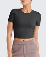 G4Free - Ribbed Slim Workout Crop Short Sleeve -GF25K320CA-S-GF25K320CB-M-GF25K320CC-L-GF25K320CD-XL-GF25K320CF-XS