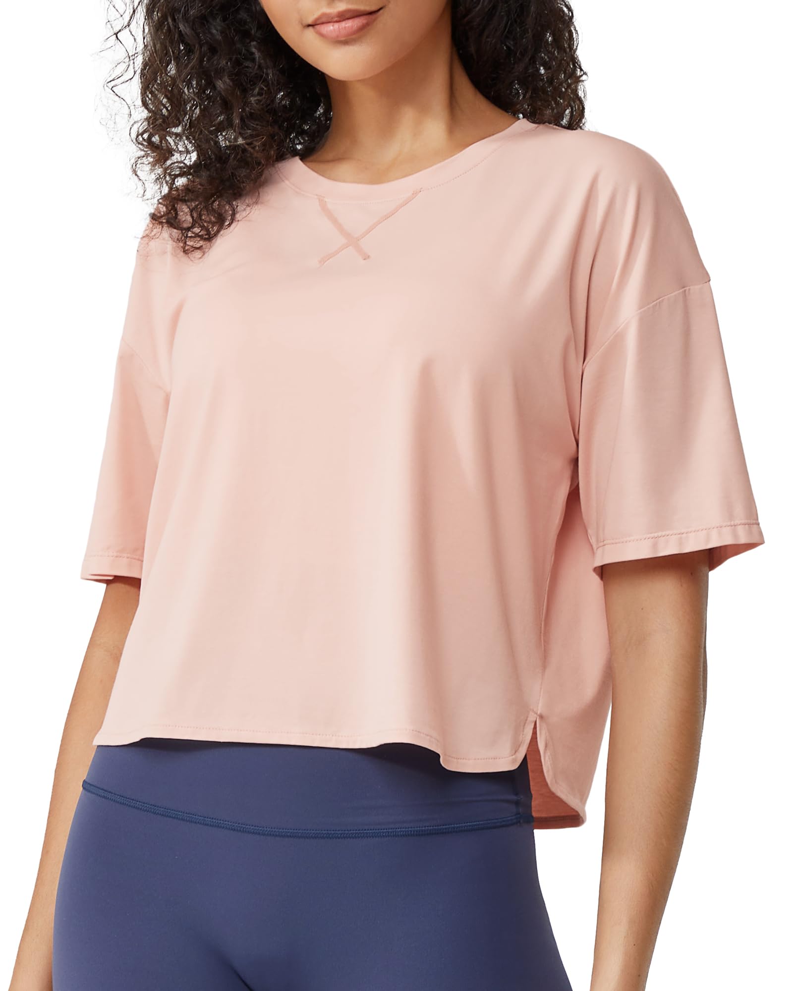 G4Free - Scoop Neck Short Sleeve Workout Crop Tops -GF24B199BA-S