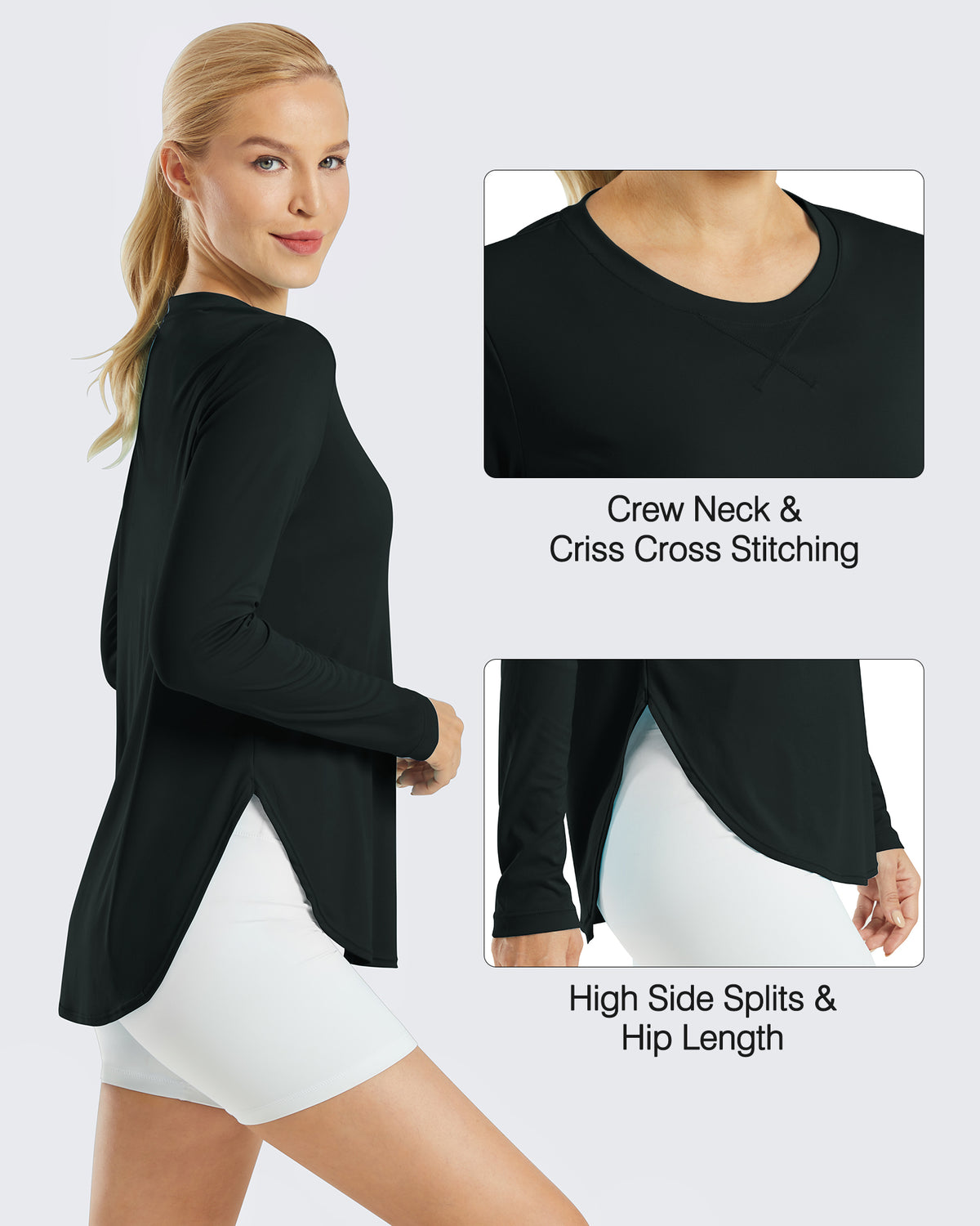 G4Free - Scoop Neck UV Sun Workout Long Sleeve -GF21B003BA-S