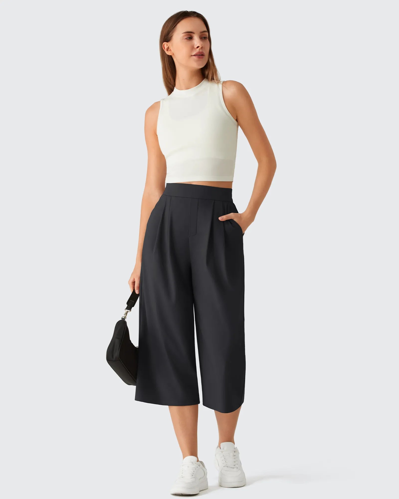 G4Free - ShiftReady Elastic Waist Wide Leg Capri Pants 18'' -GF26J897C007F-XS-GF26J897C007A-S-GF26J897C007B-M-GF26J897C007C-L-GF26J897C007D-XL