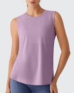 G4Free - Side Slits Loose Fit High Neck Athletic Tanks -GF26L858D016F-XS