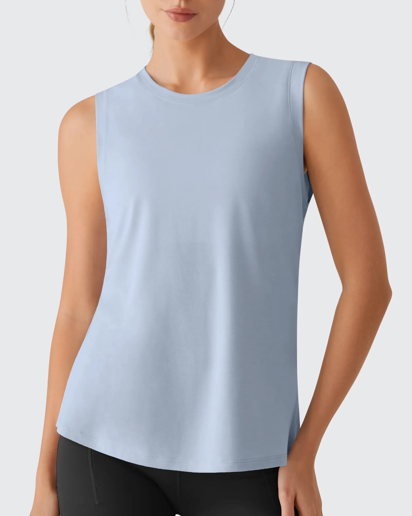 G4Free - Side Slits Loose Fit High Neck Athletic Tanks -GF26L858D016F-XS-GF26L858D016A-S-GF26L858D016B-M-GF26L858D016C-L-GF26L858D016D-XL