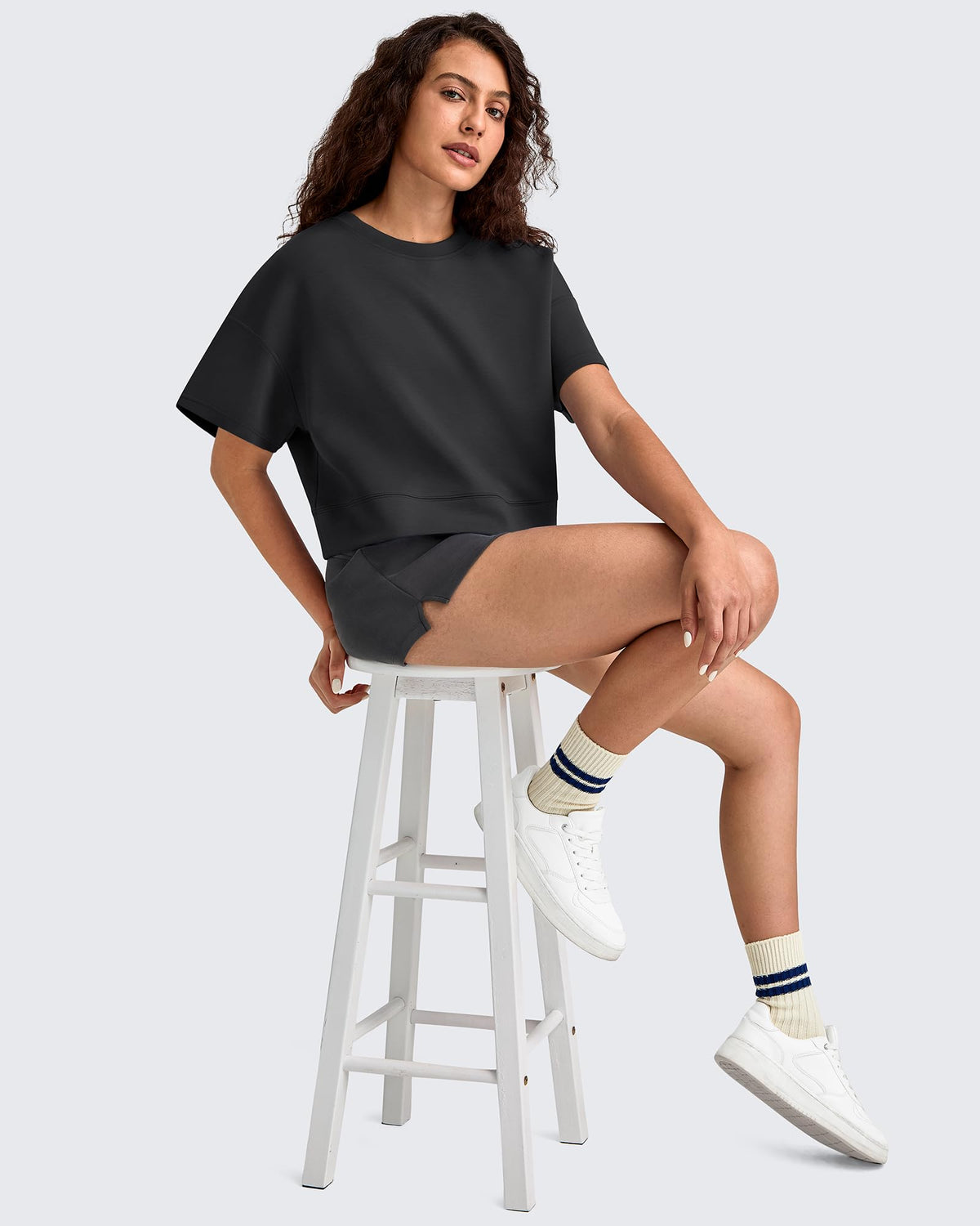 G4Free - Smoofit Crew Neck Boxy Drop Shoulder Short Sleeve -GF25K490AA-S-GF25K490AB-M-GF25K490AC-L-GF25K490AD-XL-GF25K490AE-XXL