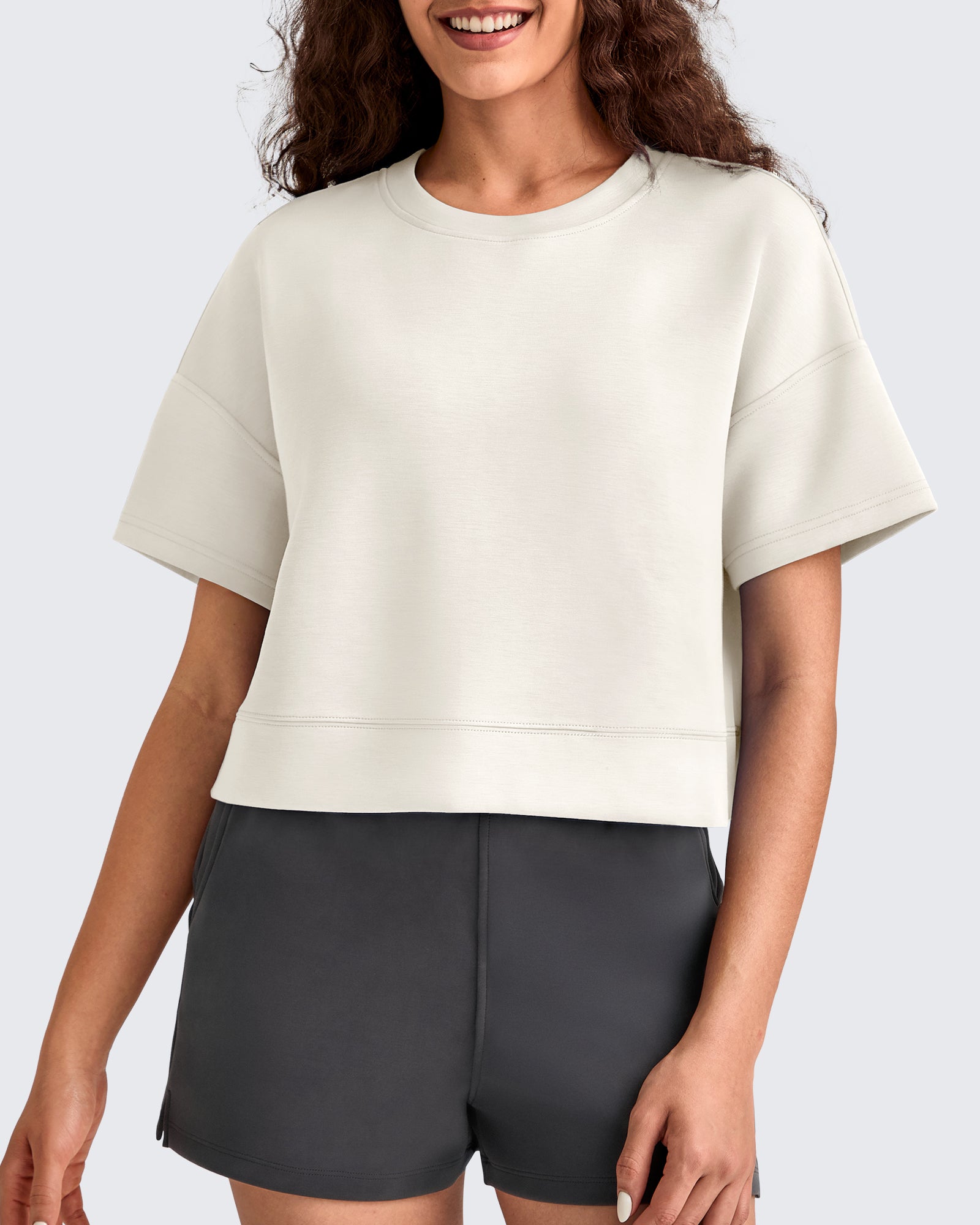 G4Free - Smoofit Crew Neck Boxy Drop Shoulder Short Sleeve -GF25K490AA-S-GF25K490AB-M-GF25K490AC-L-GF25K490AD-XL-GF25K490AE-XXL