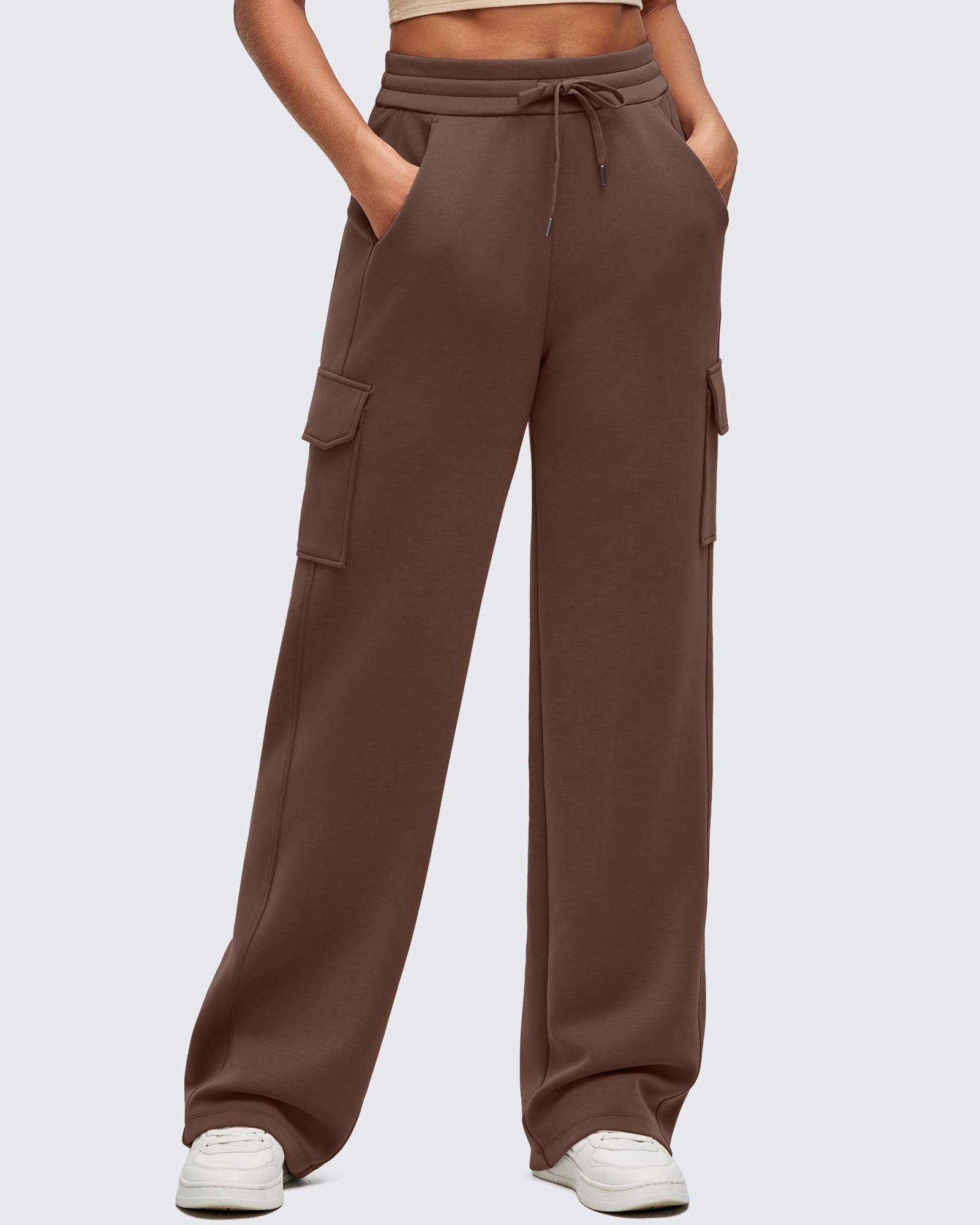 G4Free - Smoofit Drawstring Wide Leg Pockets Cargo Sweatpants -GF25J532AF-XS