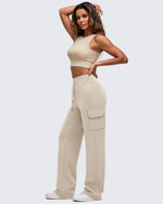 G4Free - Smoofit Drawstring Wide Leg Pockets Cargo Sweatpants -GF25J532AF-XS-GF25J533AF-XS-GF25J534AF-XS-GF25J532AA-S-GF25J533AA-S