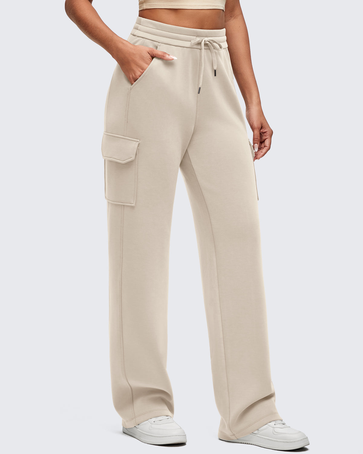 G4Free - Smoofit Drawstring Wide Leg Pockets Cargo Sweatpants -GF25J532AF-XS-GF25J533AF-XS-GF25J534AF-XS-GF25J532AA-S-GF25J533AA-S