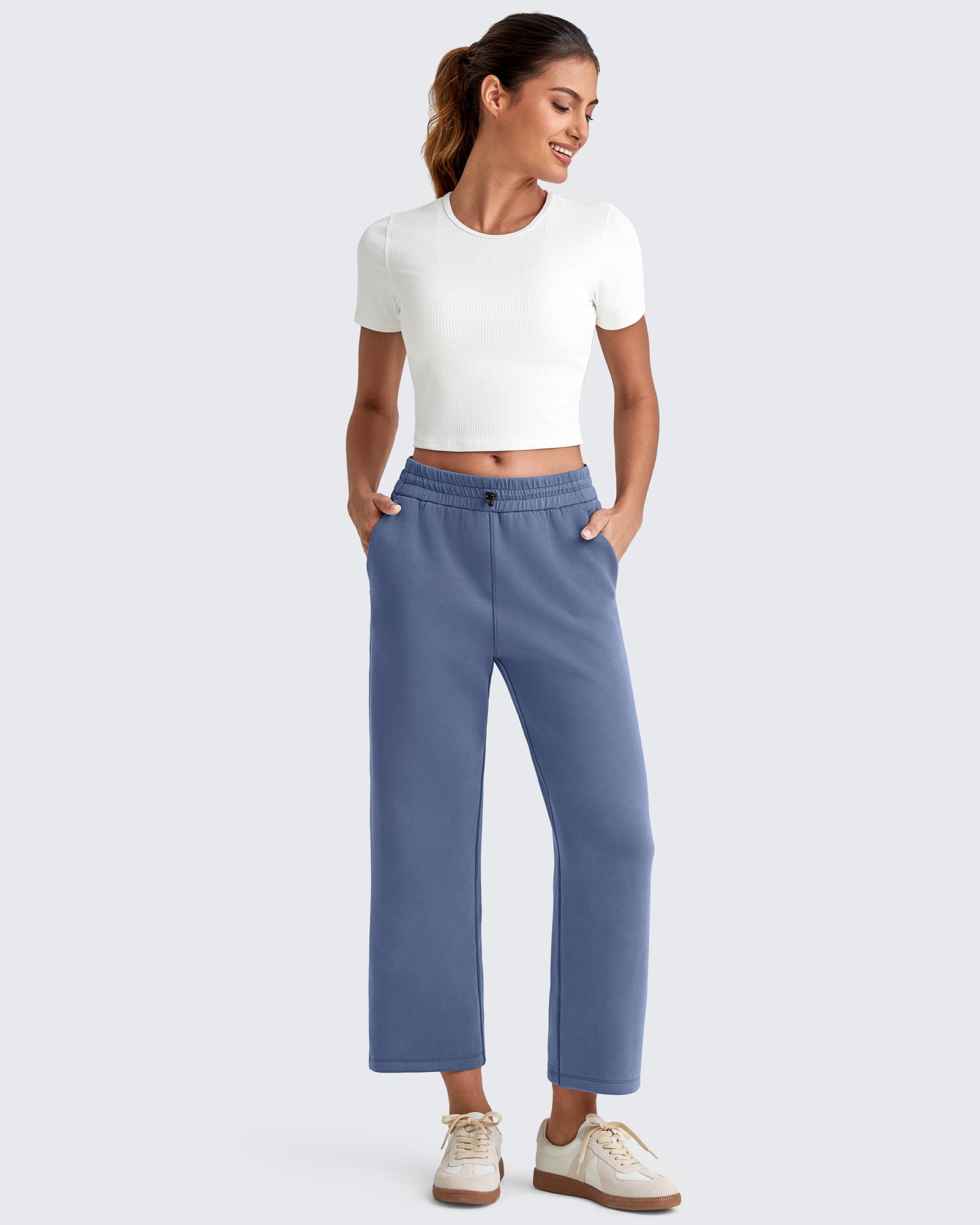 G4Free - Smoofit High Waist Wide Leg Capris Pants 19'' -GF25J293AA-S