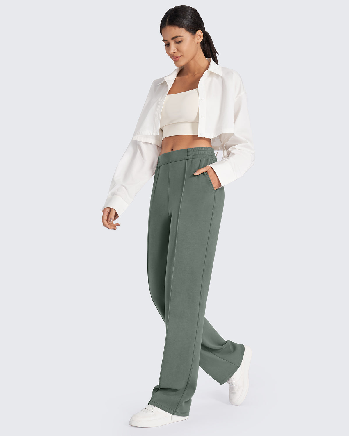 G4Free - Smoofit Loose High-Rise Elastic Dressy Pants Petite -GF24J286AF-XS