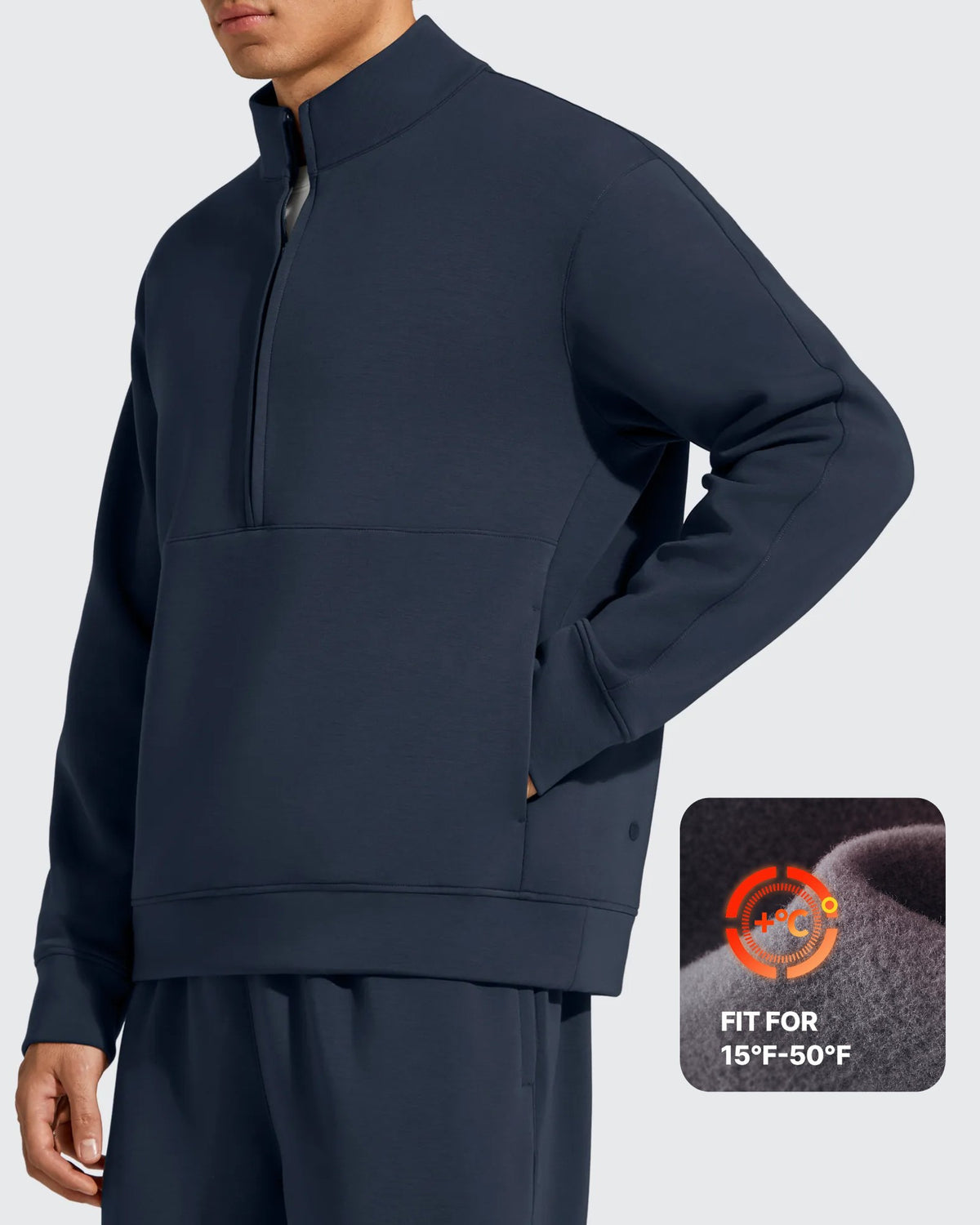 G4Free - Smoofit Men's Fleece Half Zip Pockets Mock Neck Sweatshirts -GF25FM728AA-S