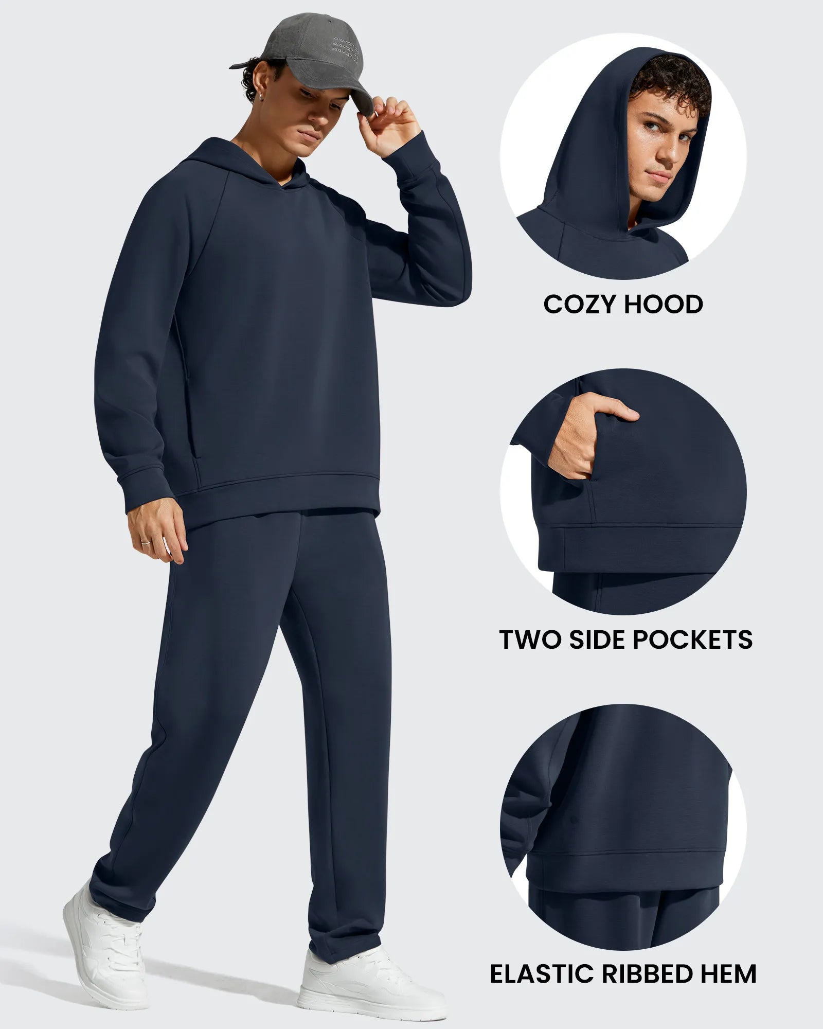 G4Free - Smoofit Men's Fleece-Lined Pockets Hoodies Pullover Sweatshirts -GF25FM729BA-S-GF25FM729BB-M-GF25FM729BC-L-GF25FM729BD-XL-GF25FM729BE-XXL