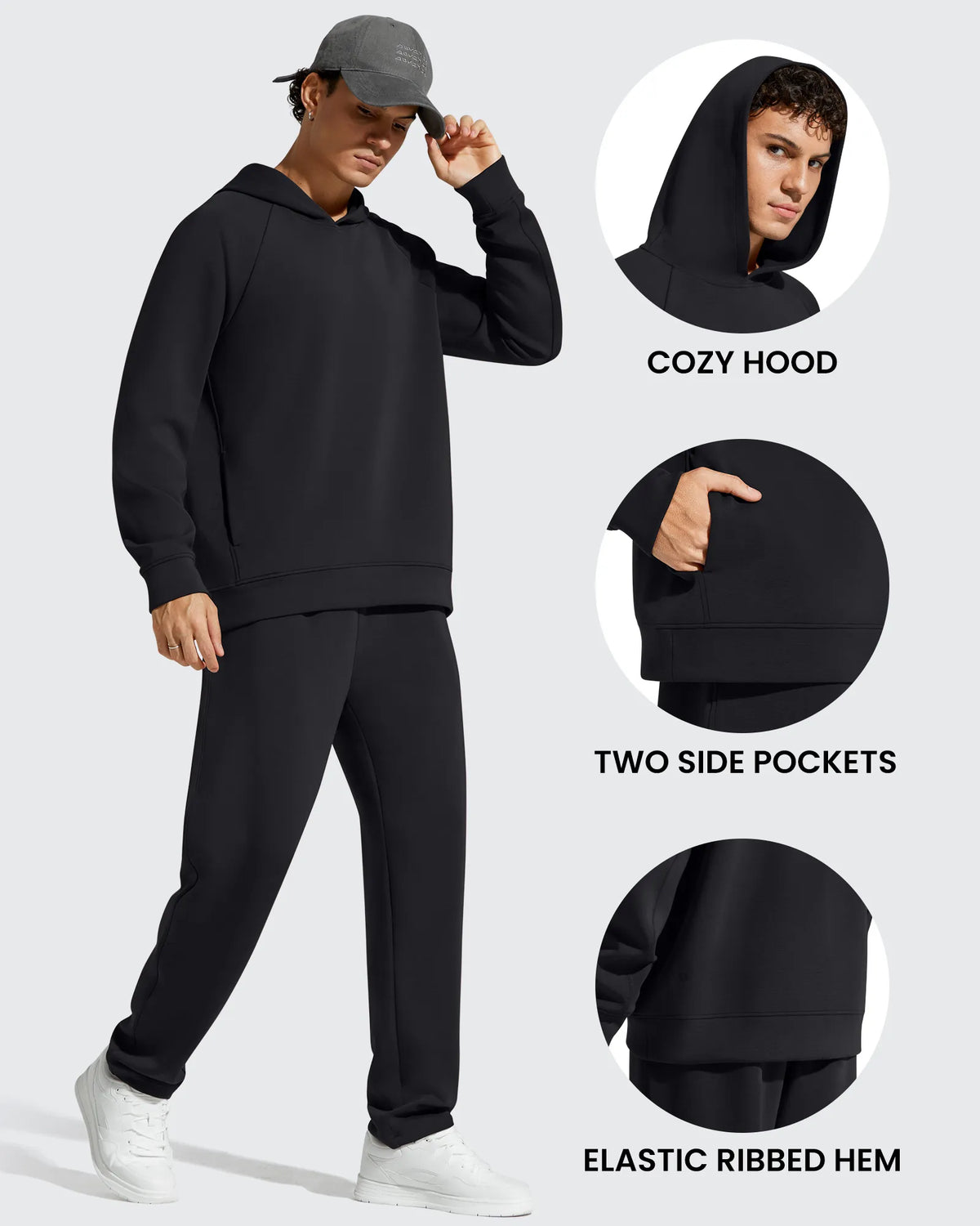 G4Free - Smoofit Men's Fleece-Lined Pockets Hoodies Pullover Sweatshirts -GF25FM729BA-S-GF25FM729BB-M-GF25FM729BC-L-GF25FM729BD-XL-GF25FM729BE-XXL