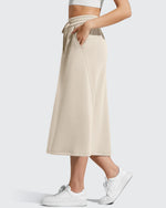 G4Free - Smoofit Midi Drawstring A-line Maxi Long Skirt -GF25S706A001A-S-GF25S706A001B-M-GF25S706A001C-L-GF25S706A001D-XL-GF25S706A001F-XS