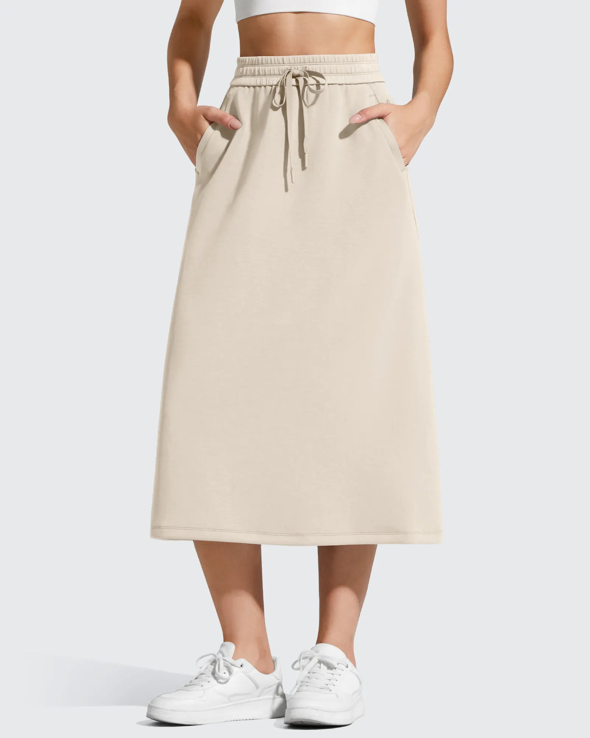 G4Free - Smoofit Midi Drawstring A-line Maxi Long Skirt -GF25S706A001A-S-GF25S706A001B-M-GF25S706A001C-L-GF25S706A001D-XL-GF25S706A001F-XS