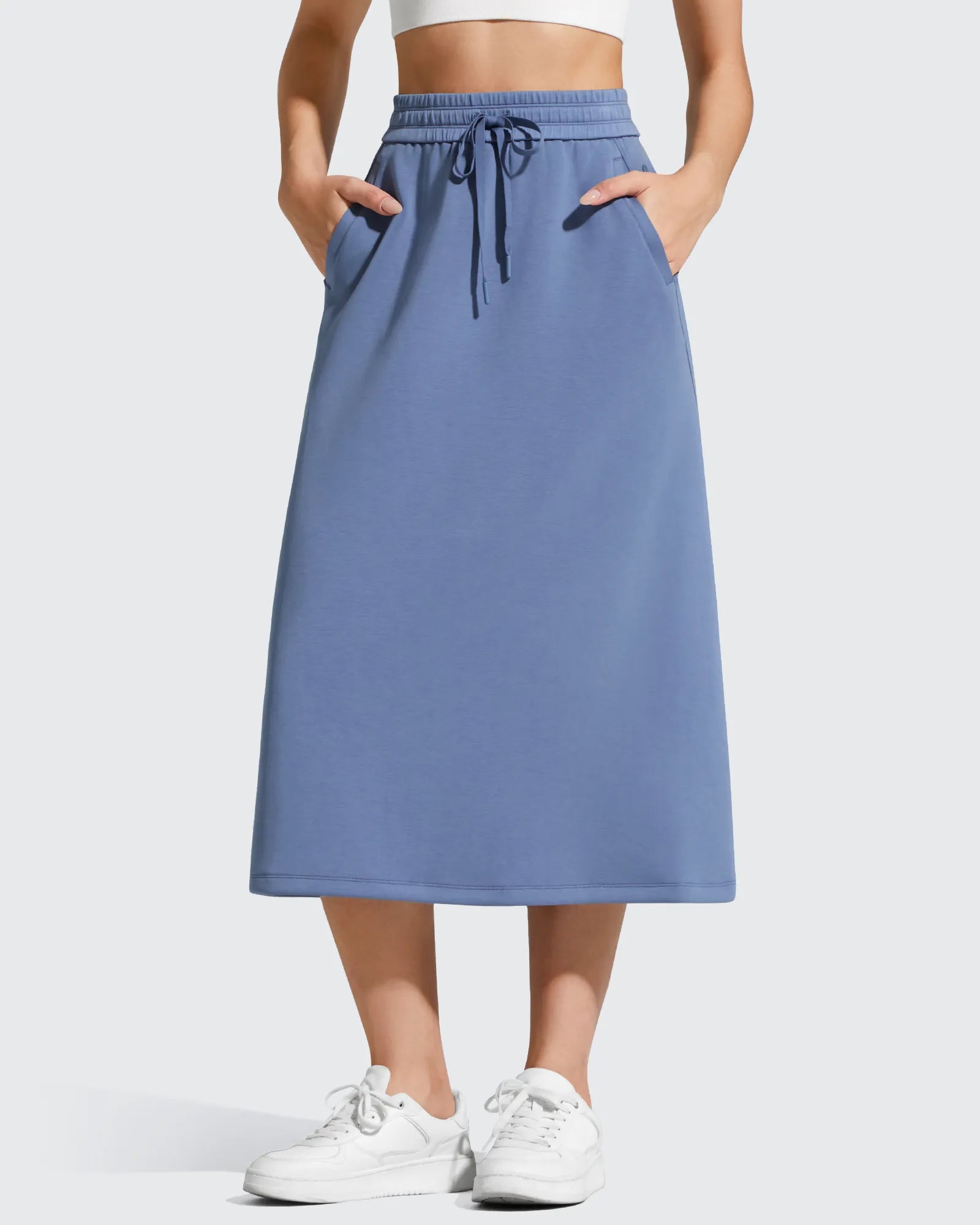 G4Free - Smoofit Midi Drawstring A-line Maxi Long Skirt -GF25S706A001A-S-GF25S706A001B-M-GF25S706A001C-L-GF25S706A001D-XL-GF25S706A001F-XS