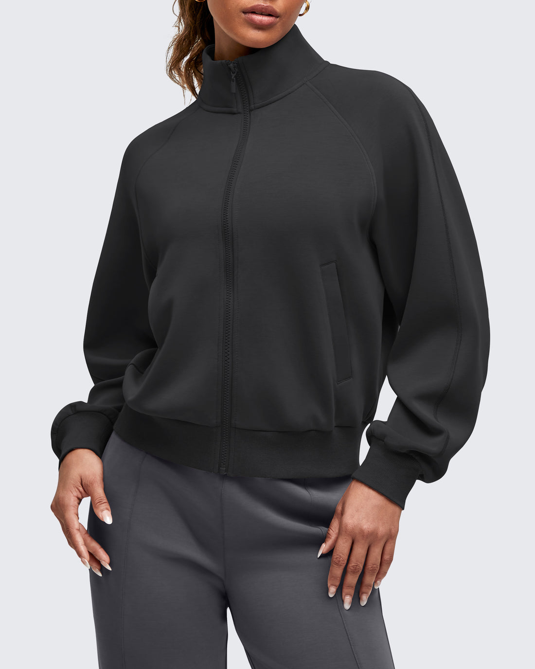 G4Free - Smoofit Mock Neck Zip Up Pockets Jackets -GF25M528EA-S
