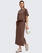 G4Free - Smoofit Side Slits Drawstring Long Skirts -GF25S465EA-S