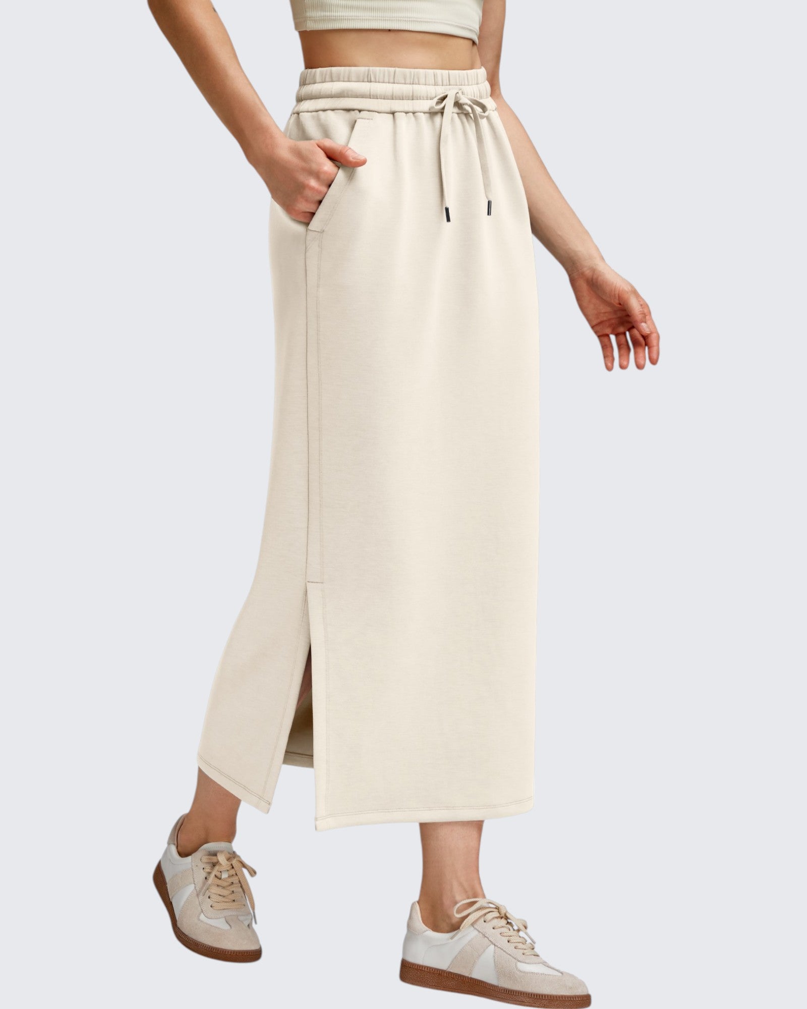 G4Free - Smoofit Side Slits Drawstring Long Skirts -GF25S465EA-S-GF25S465EB-M-GF25S465EC-L-GF25S465ED-XL-GF25S465EF-XS