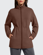 G4Free - Smoofit Zip Up Pockets Long Cinch Waist Jackets -GF25M738DA-S-GF25M738DB-M-GF25M738DC-L-GF25M738DD-XL-GF25M738DE-XXL