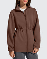 G4Free - Smoofit Zip Up Pockets Long Cinch Waist Jackets -GF25M738DA-S-GF25M738DB-M-GF25M738DC-L-GF25M738DD-XL-GF25M738DE-XXL