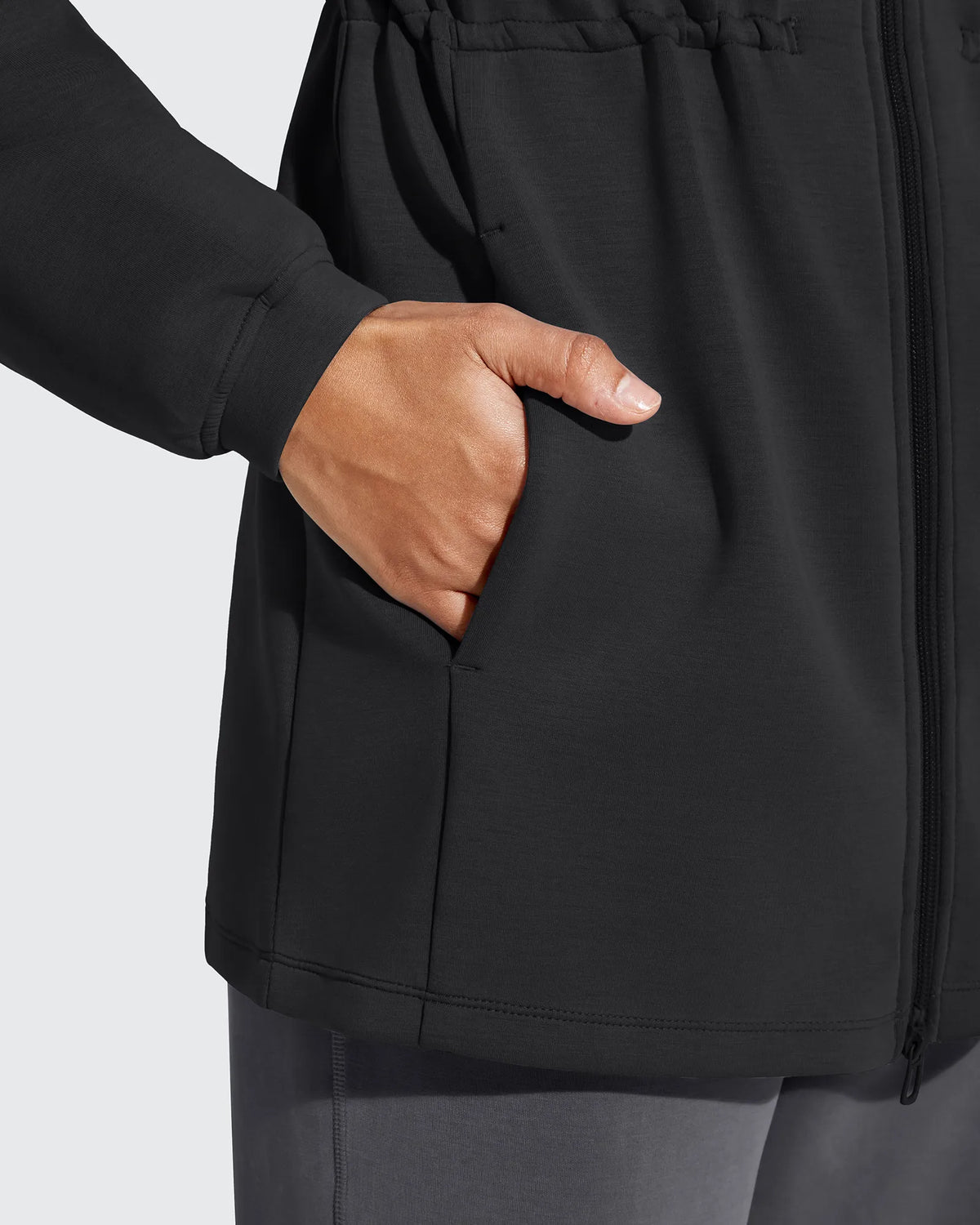 G4Free - Smoofit Zip Up Pockets Long Cinch Waist Jackets -GF25M738DA-S-GF25M738DB-M-GF25M738DC-L-GF25M738DD-XL-GF25M738DE-XXL