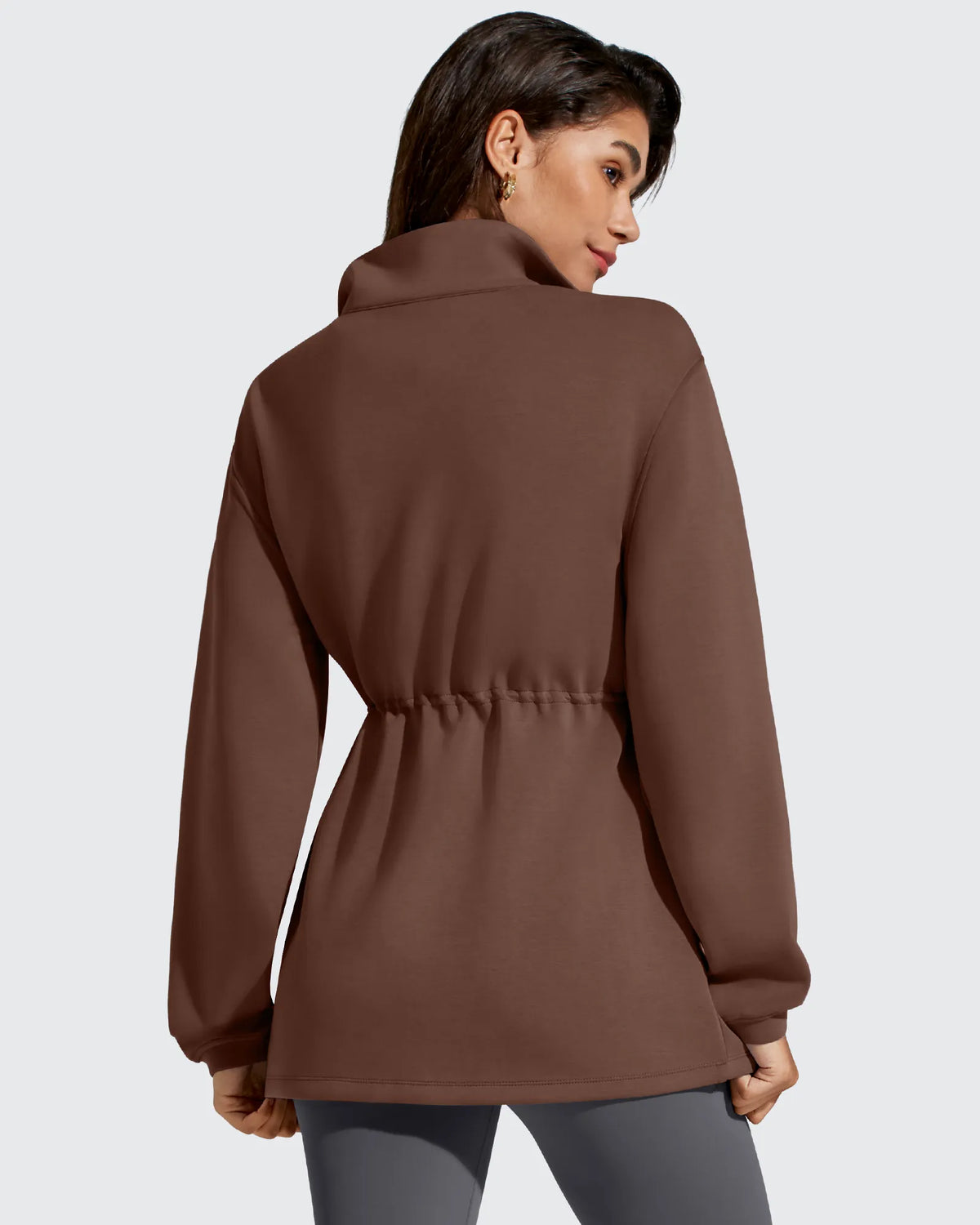 G4Free - Smoofit Zip Up Pockets Long Cinch Waist Jackets -GF25M738DA-S-GF25M738DB-M-GF25M738DC-L-GF25M738DD-XL-GF25M738DE-XXL