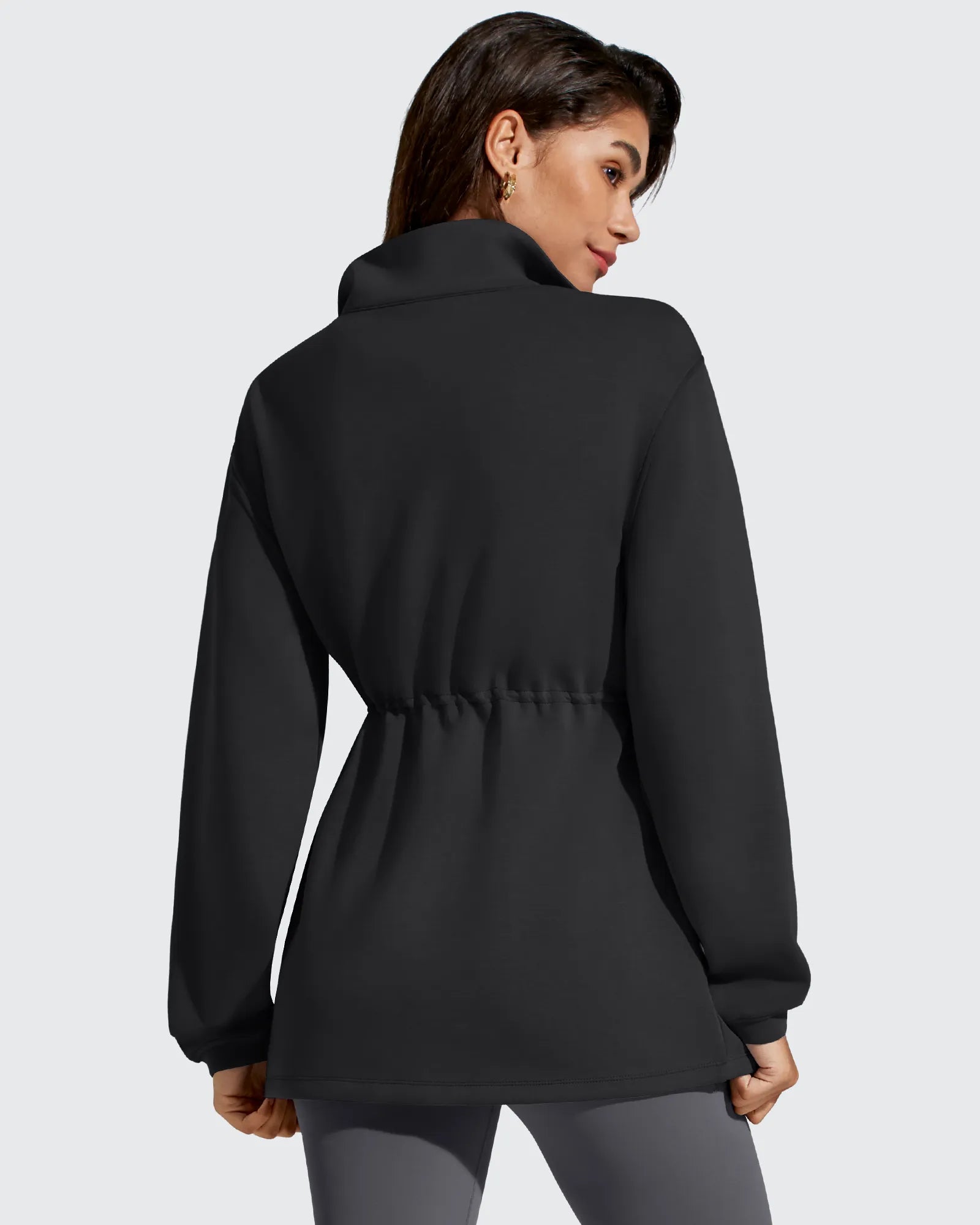 G4Free - Smoofit Zip Up Pockets Long Cinch Waist Jackets -GF25M738DA-S-GF25M738DB-M-GF25M738DC-L-GF25M738DD-XL-GF25M738DE-XXL