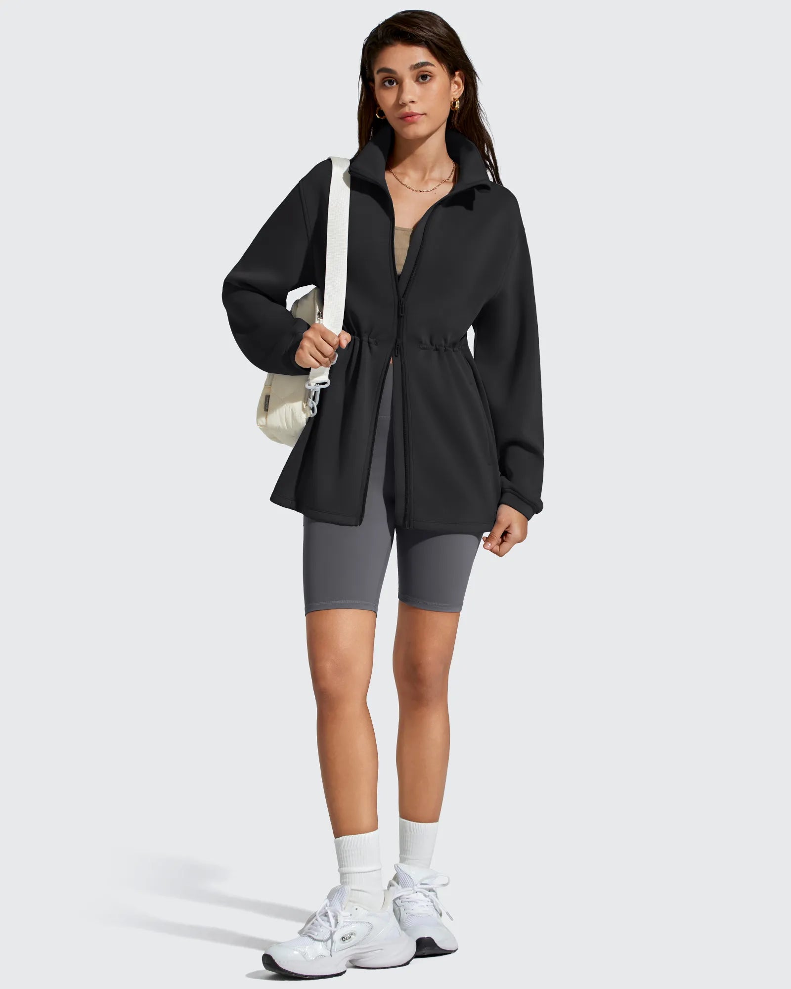 G4Free - Smoofit Zip Up Pockets Long Cinch Waist Jackets -GF25M738DA-S-GF25M738DB-M-GF25M738DC-L-GF25M738DD-XL-GF25M738DE-XXL