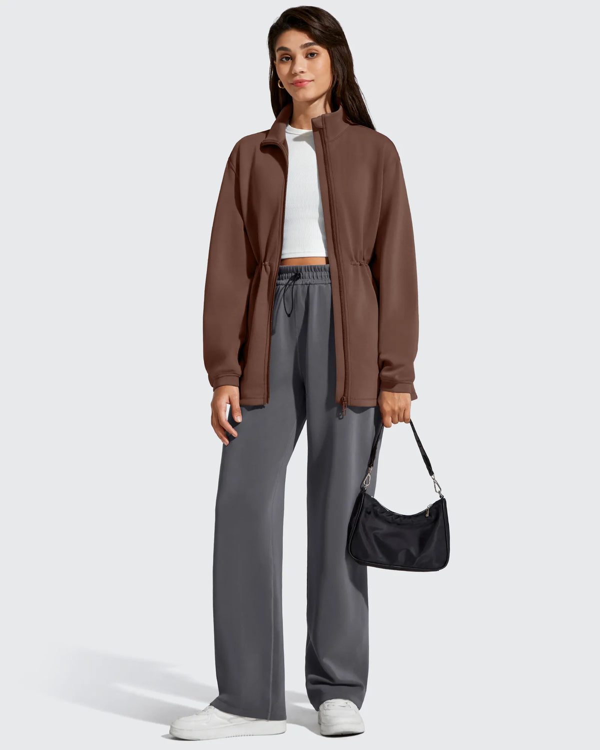 G4Free - Smoofit Zip Up Pockets Long Cinch Waist Jackets -GF25M738DA-S-GF25M738DB-M-GF25M738DC-L-GF25M738DD-XL-GF25M738DE-XXL