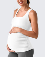 G4Free - Square Neck Ruched Pregnancy Workout Tanks -GF25LY415IA-S