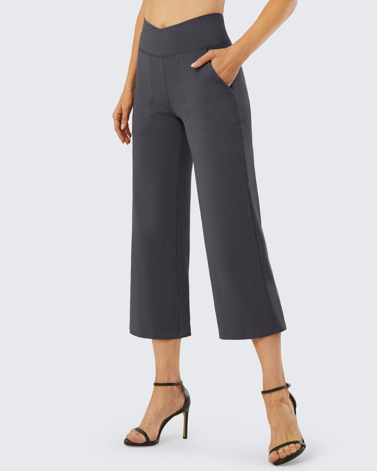 G4Free - Wide Leg High-Waisted Capri Work Pants 23 -GF21D016AA-S
