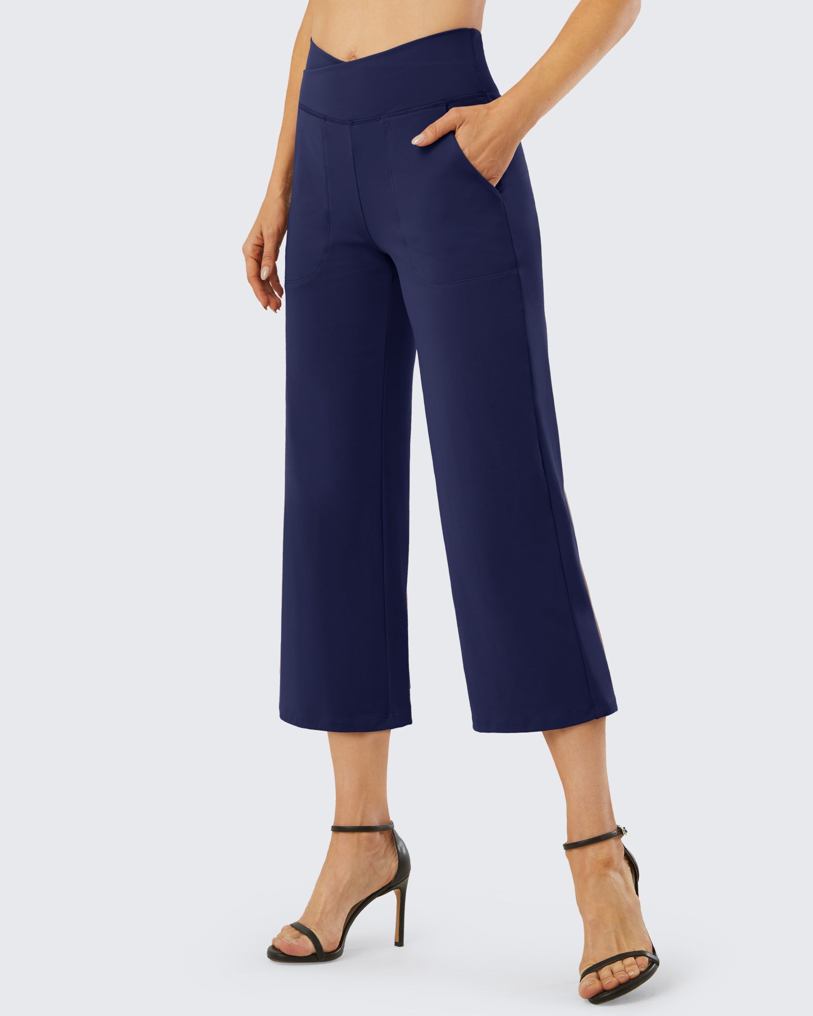 G4Free - Wide Leg High-Waisted Capri Work Pants 23 -GF21D016AA-S