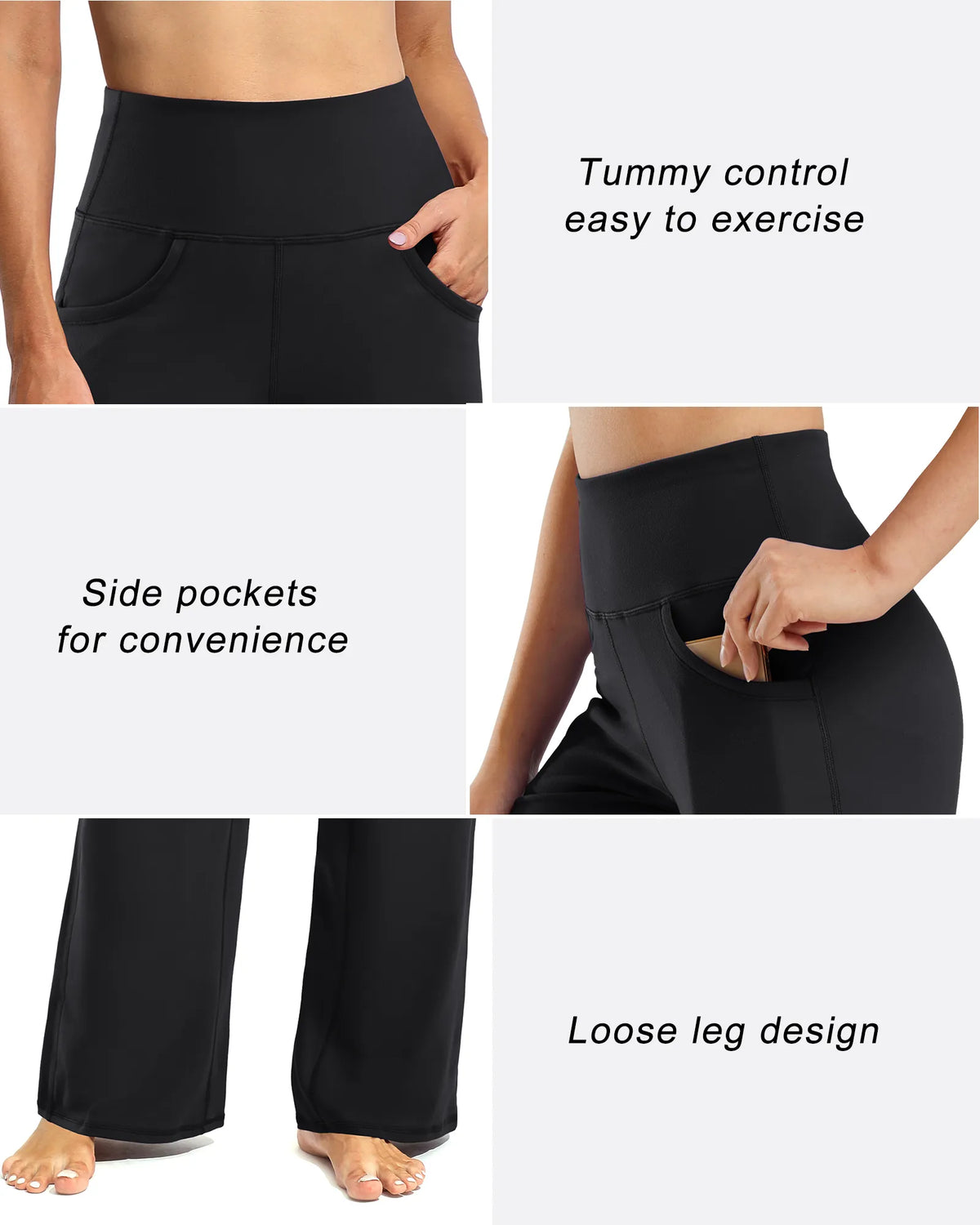 G4Free - Wide Leg Pants Woman Yoga Pants with Pockets Regular -PM20D06AG-XS