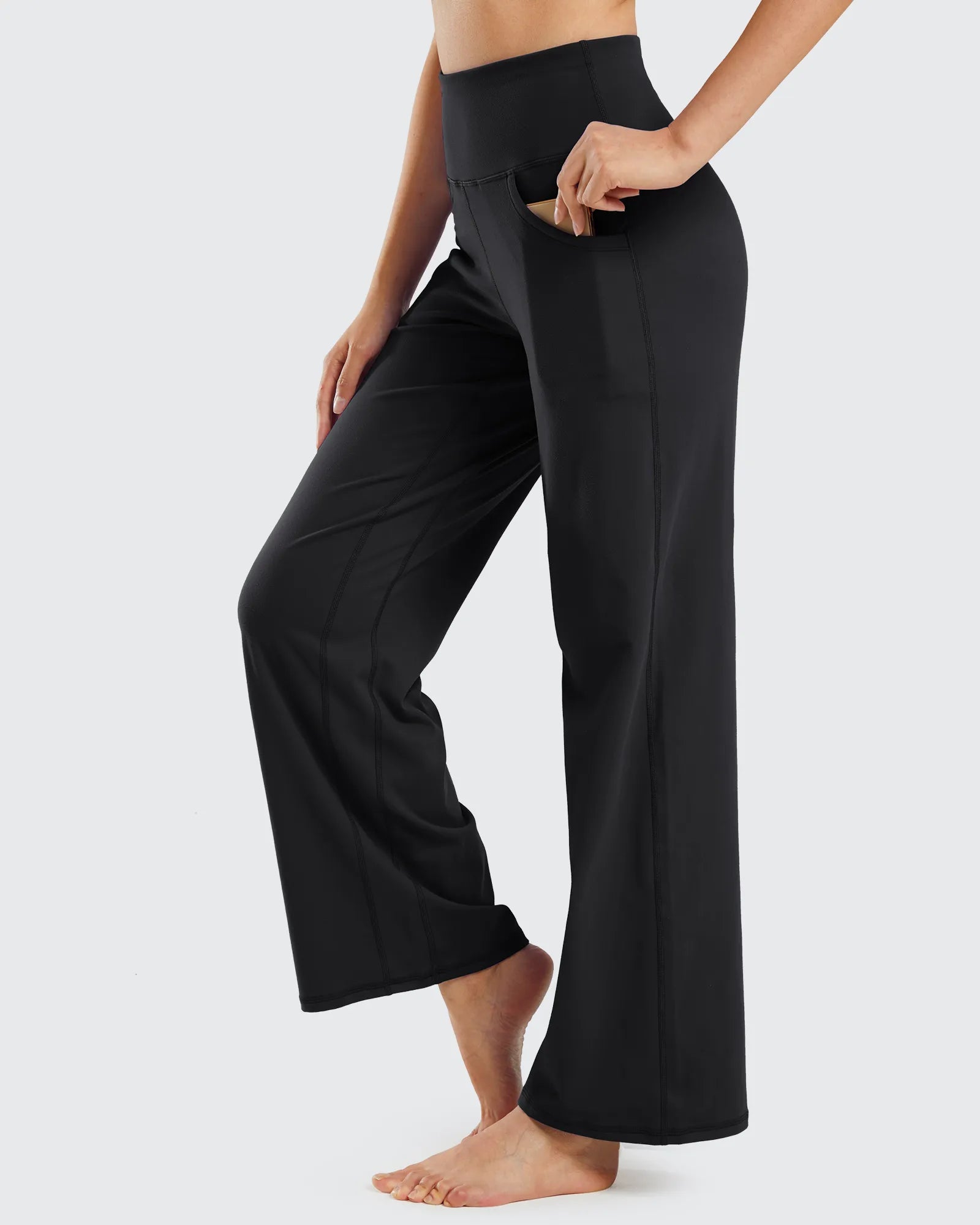G4Free - Wide Leg Pants Woman Yoga Pants with Pockets Regular -PM20D06AG-XS-PM20D06AA-Black-S-PM20D06AB-Black-M-PM20D06AC-Black-L-PM20D06AD-Black-XL