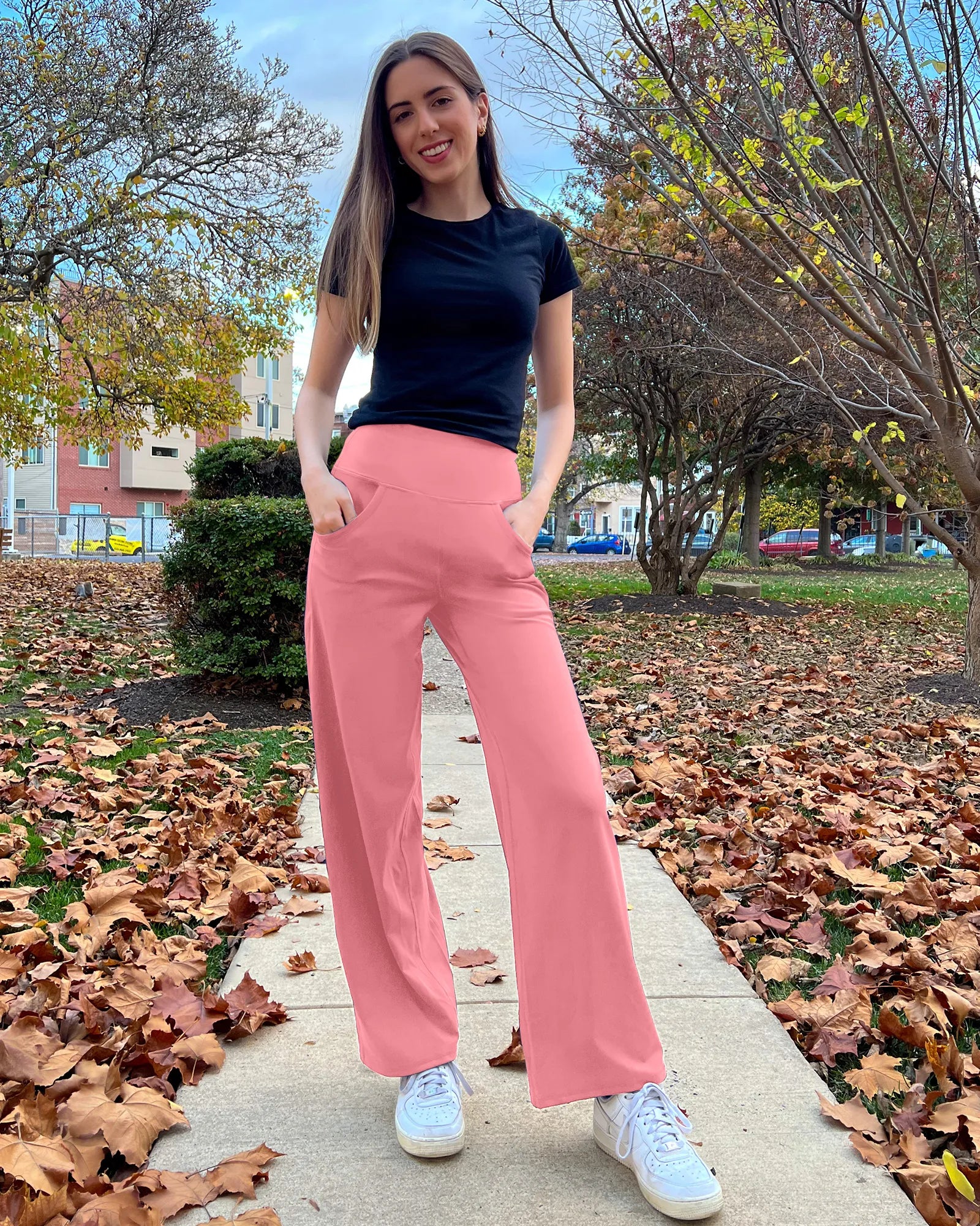 G4Free - Wide Leg Pants Woman Yoga Pants with Pockets Tall -PM23D152AA-S