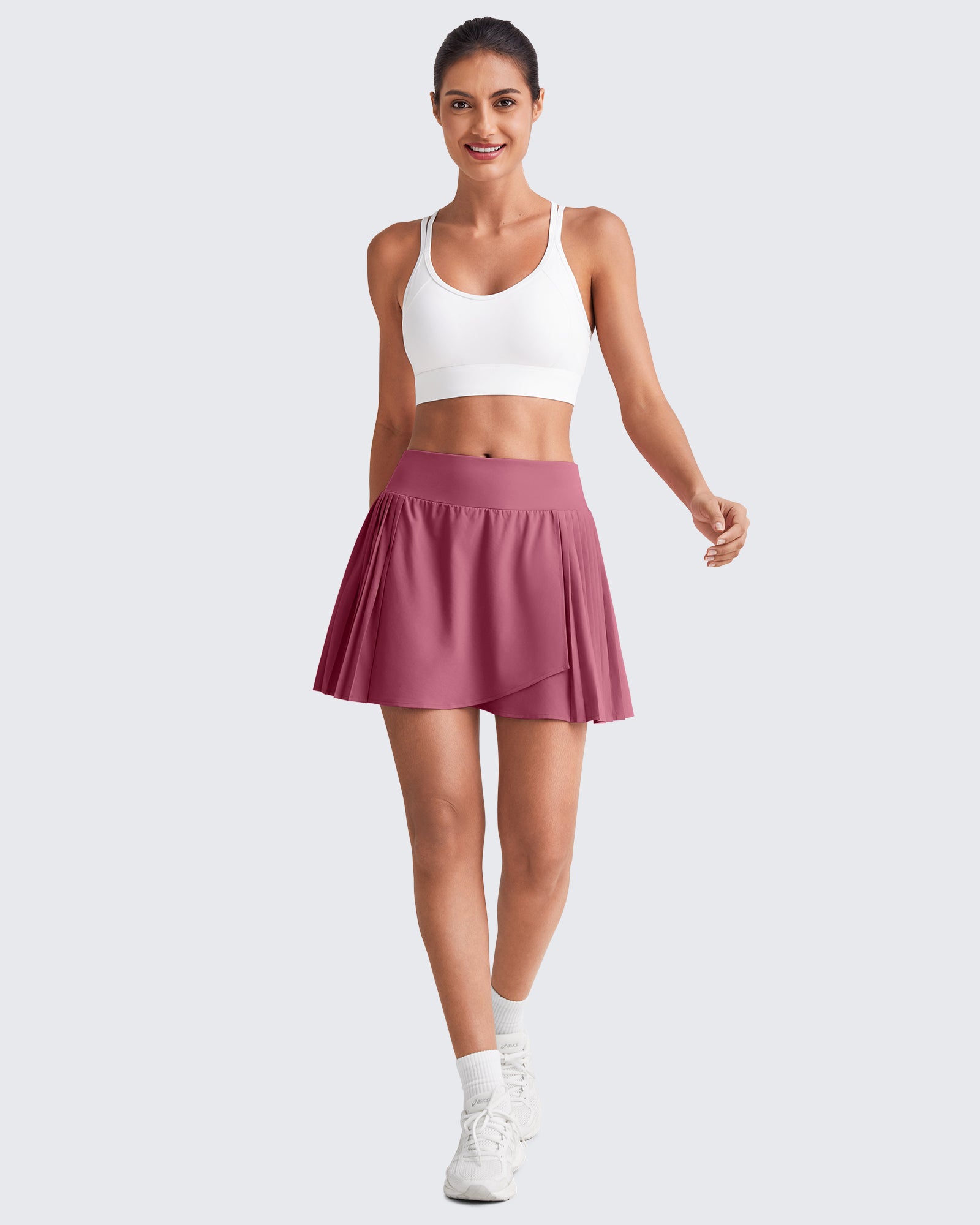 G4Free - Wrapped  Front Pleated Tennis A Line Skirts -GF25H410CA-S-GF25H410CB-M-GF25H410CC-L-GF25H410CD-XL-GF25H410CE-XXL