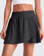 G4Free - Wrapped  Front Pleated Tennis A Line Skirts -GF25H410CA-S-GF25H410CB-M-GF25H410CC-L-GF25H410CD-XL-GF25H410CE-XXL