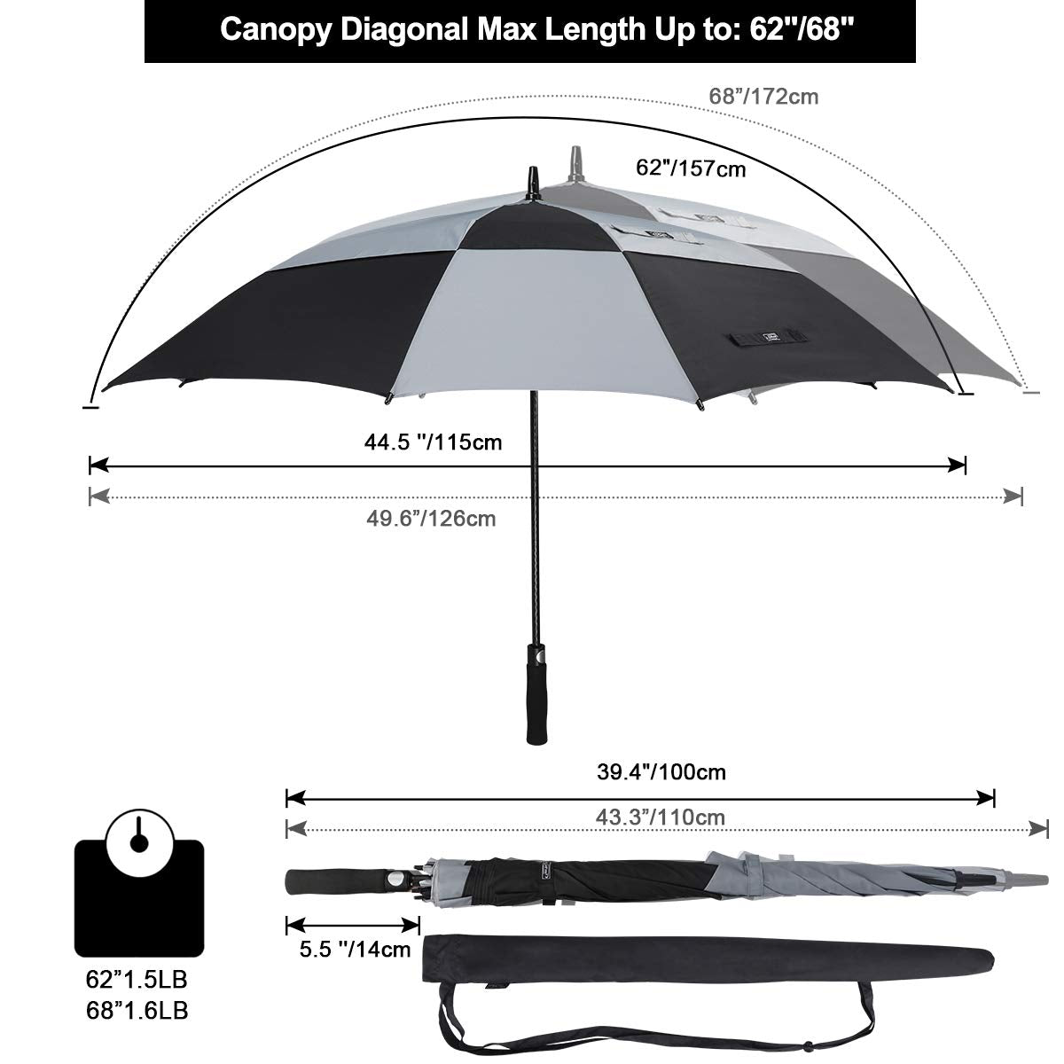 G4Free G4Free Square Windproof Auto Open Stick Umbrella 