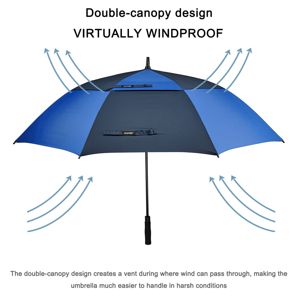 G4Free G4Free Automatic Open Golf Umbrella Double Canopy Vented Stick Umbrellas 